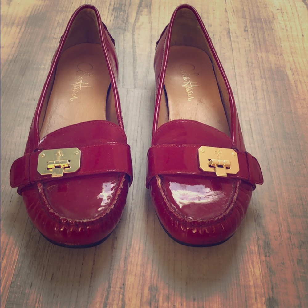 Cole Haan Nike Air red leather slip on shoes